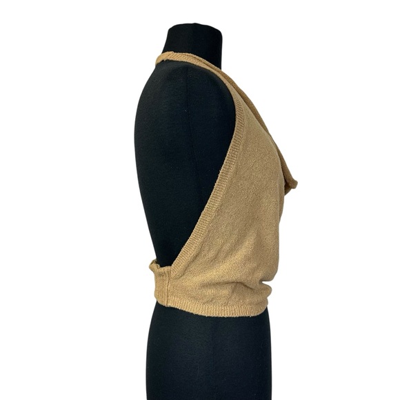 Free People Iris Sweater Open Back Tan Halter Top M - Picture 9 of 12